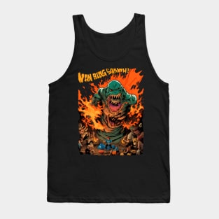 Giant monster on a campfire Tank Top